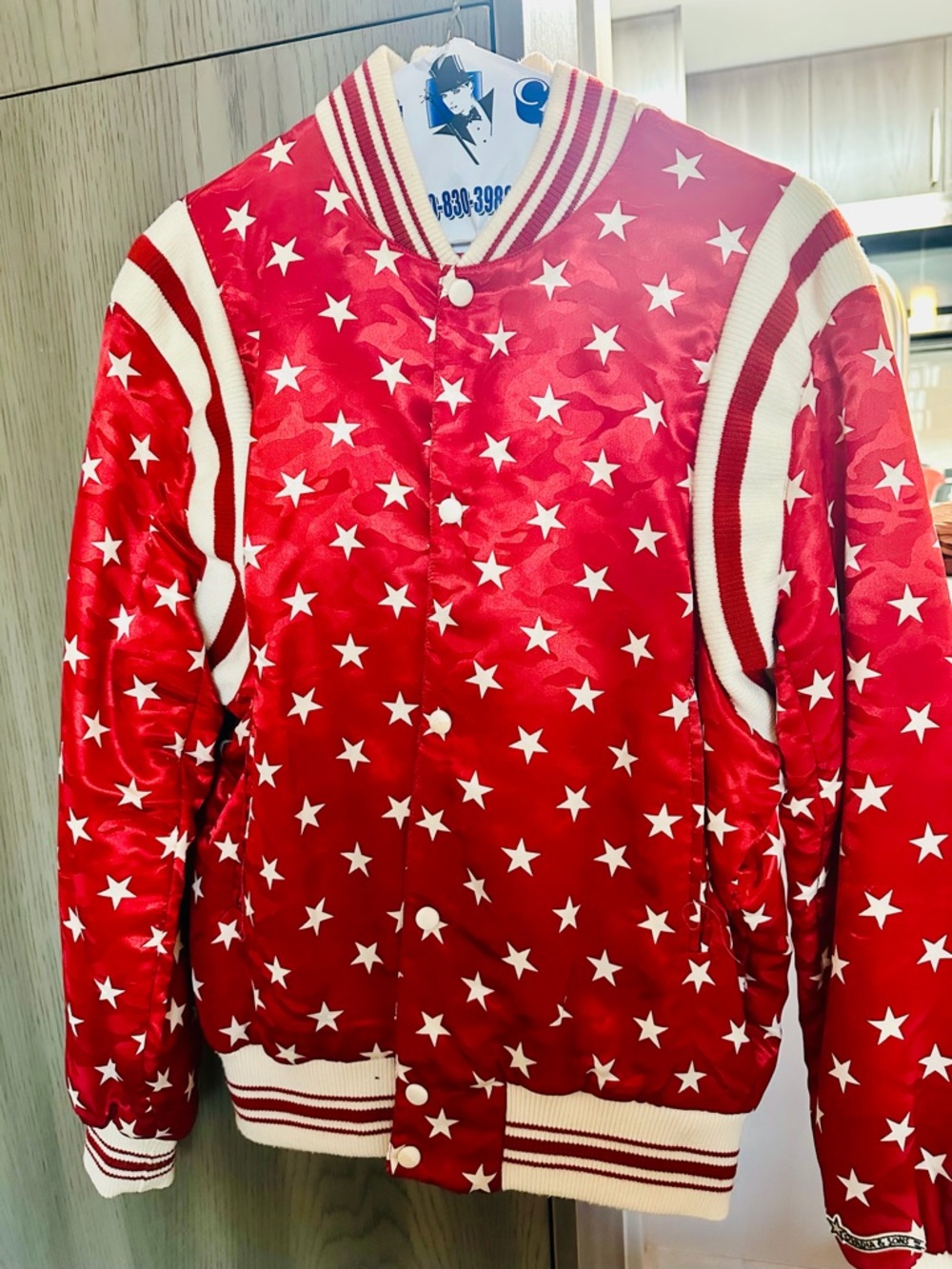 Men’s Red Star Print Bomber Jacket - Ovadia & Sons